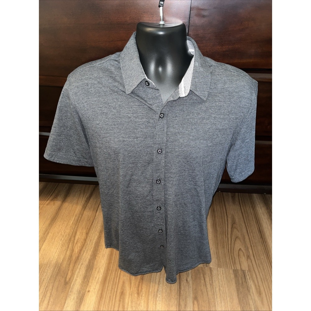 Butter Cloth Shirt Mens Large Slim Fit  Gray Icy Cotton Preppy Performance Polo